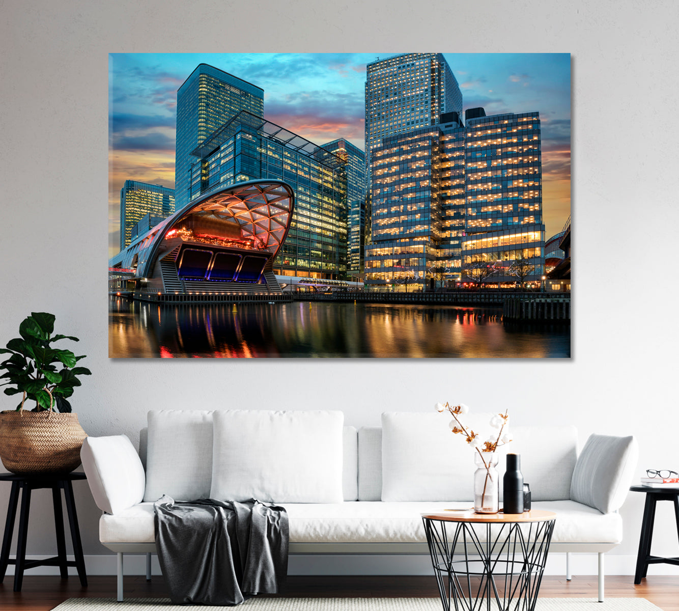 The Financial District Canary Wharf in London Canvas Print-Canvas Print-CetArt-1 Panel-24x16 inches-CetArt