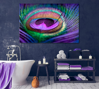 Multicolored Peacock Feather Canvas Print-Canvas Print-CetArt-1 Panel-24x16 inches-CetArt