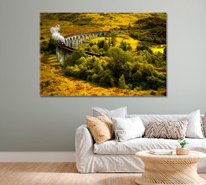 Jacobite Steam Train on Old Viaduct at Glenfinnan Scotland Canvas Print-Canvas Print-CetArt-1 Panel-24x16 inches-CetArt