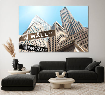 Road Sign Wall Street New York USA Canvas Print-Canvas Print-CetArt-1 Panel-24x16 inches-CetArt