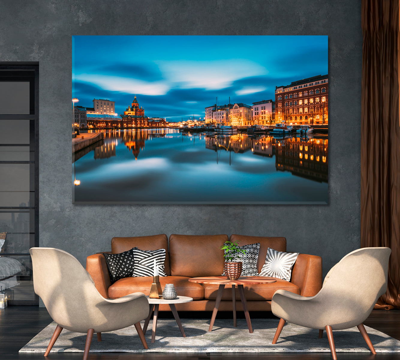 Night Panorama of Helsinki City Finland Canvas Print-Canvas Print-CetArt-1 Panel-24x16 inches-CetArt