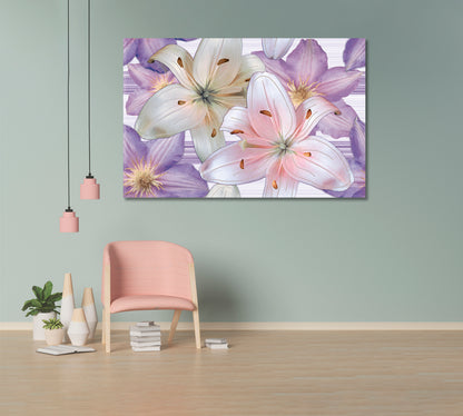 Abstract Lily Flowers Canvas Print-Canvas Print-CetArt-1 Panel-24x16 inches-CetArt