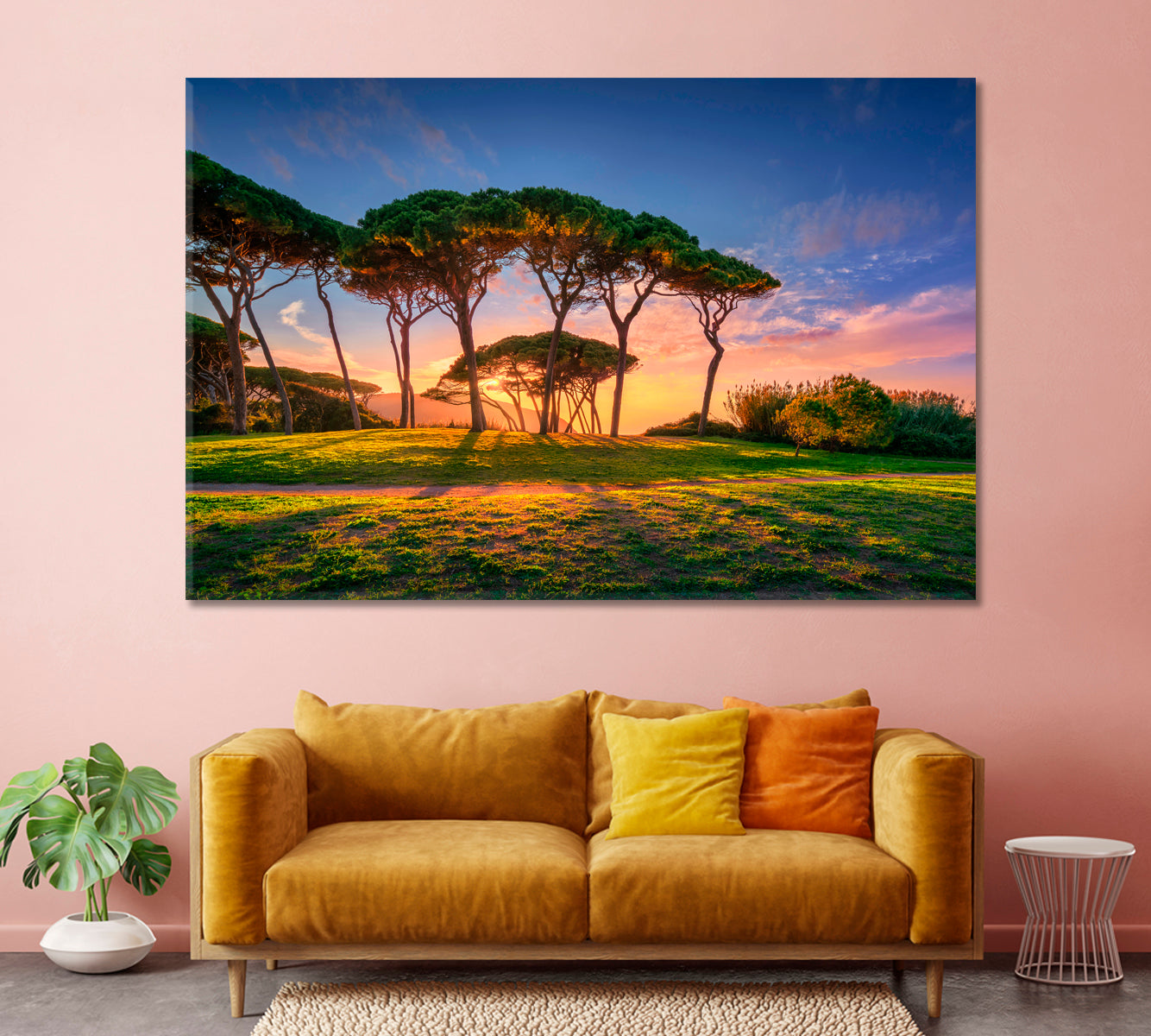 Seaside Pines at Sunset Canvas Print-Canvas Print-CetArt-1 Panel-24x16 inches-CetArt