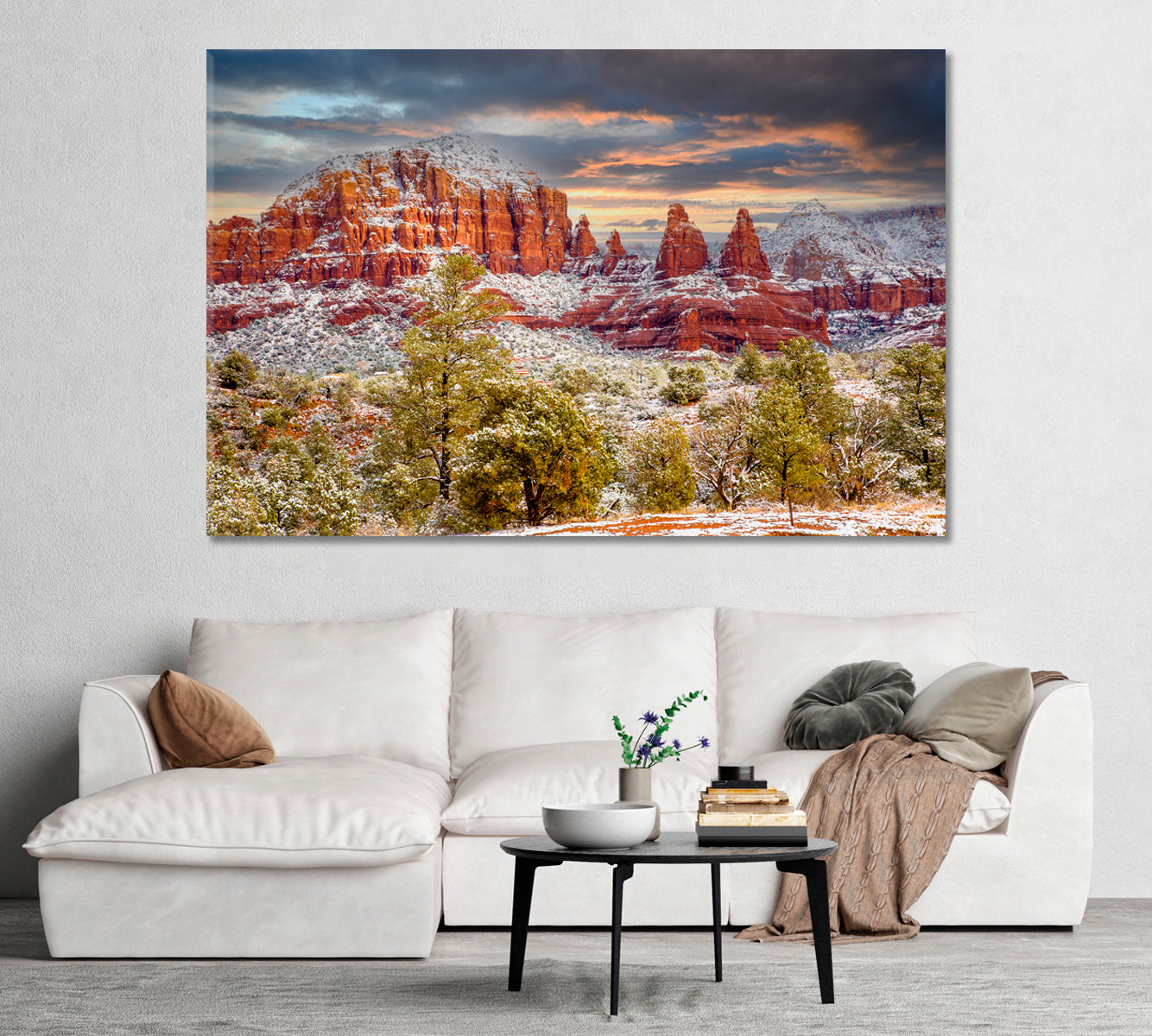 Snow Covered Red Rocks Arizona Canvas Print-Canvas Print-CetArt-1 Panel-24x16 inches-CetArt