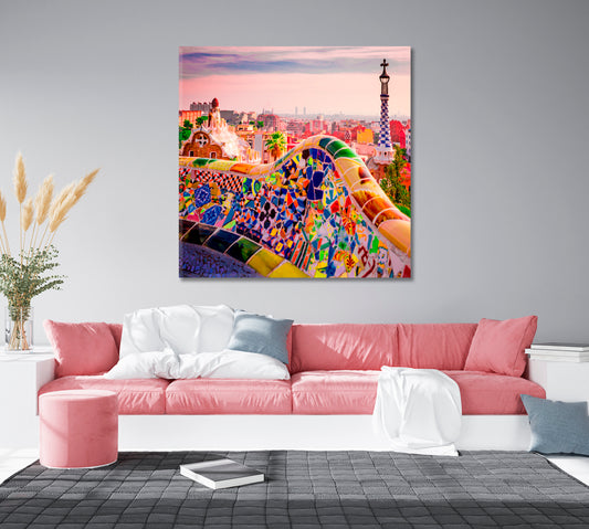 Park Guell Barcelona Spain Canvas Print-Canvas Print-CetArt-1 panel-12x12 inches-CetArt