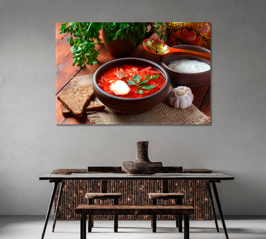 Traditional Ukrainian Red Borscht Soup Canvas Print-Canvas Print-CetArt-1 Panel-24x16 inches-CetArt