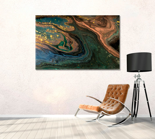 Mixed Dark Green and Brown Marble Canvas Print-Canvas Print-CetArt-1 Panel-24x16 inches-CetArt