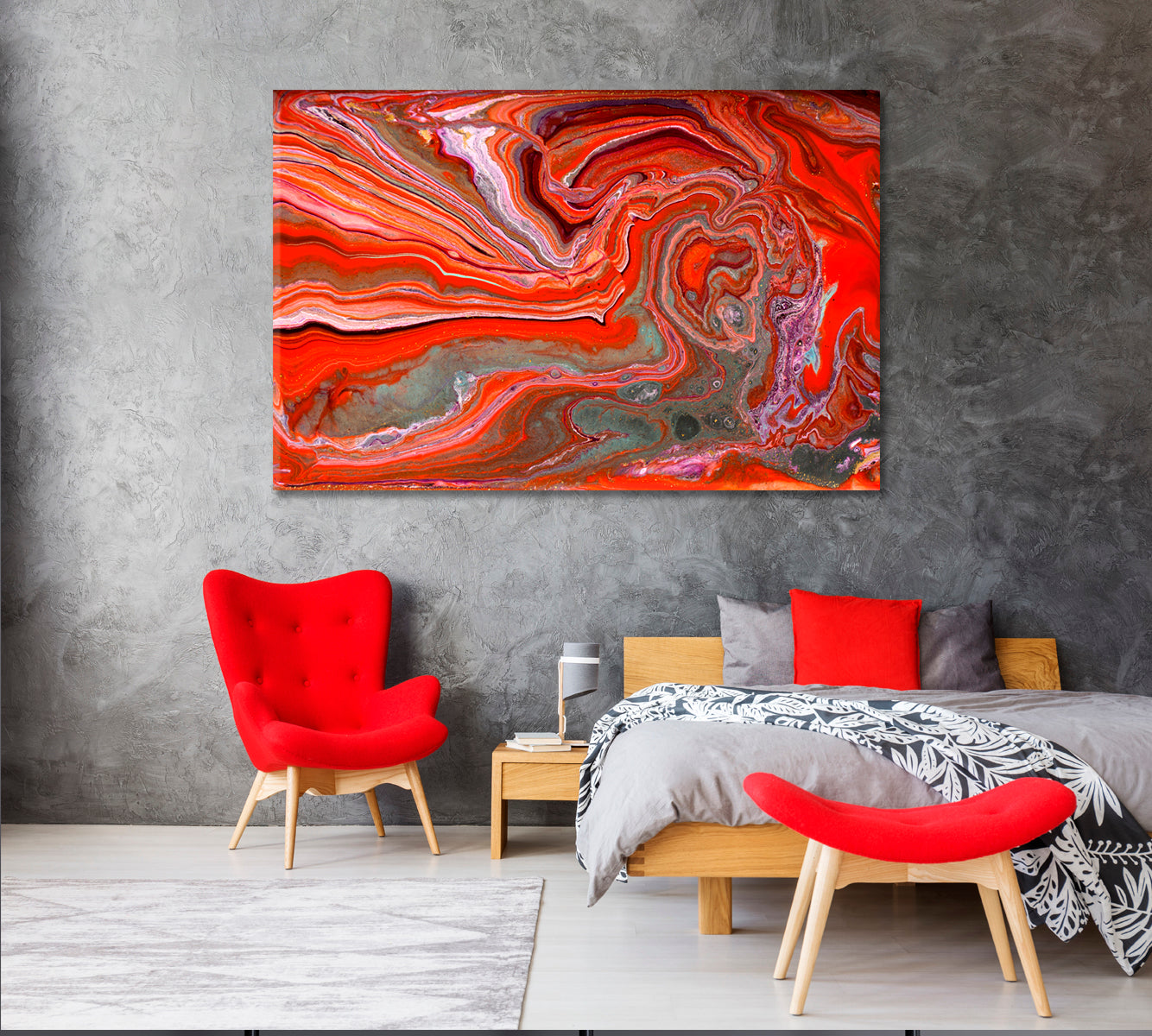 Combination of Red and Gray Agate Canvas Print-Canvas Print-CetArt-1 Panel-24x16 inches-CetArt