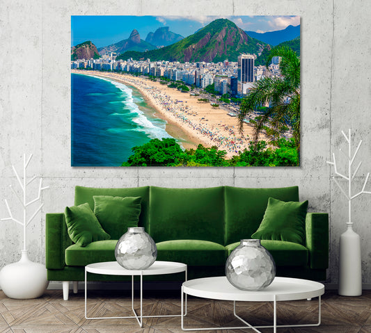 Copacabana Beach in Rio De Janeiro Brazil Canvas Print-Canvas Print-CetArt-1 Panel-24x16 inches-CetArt