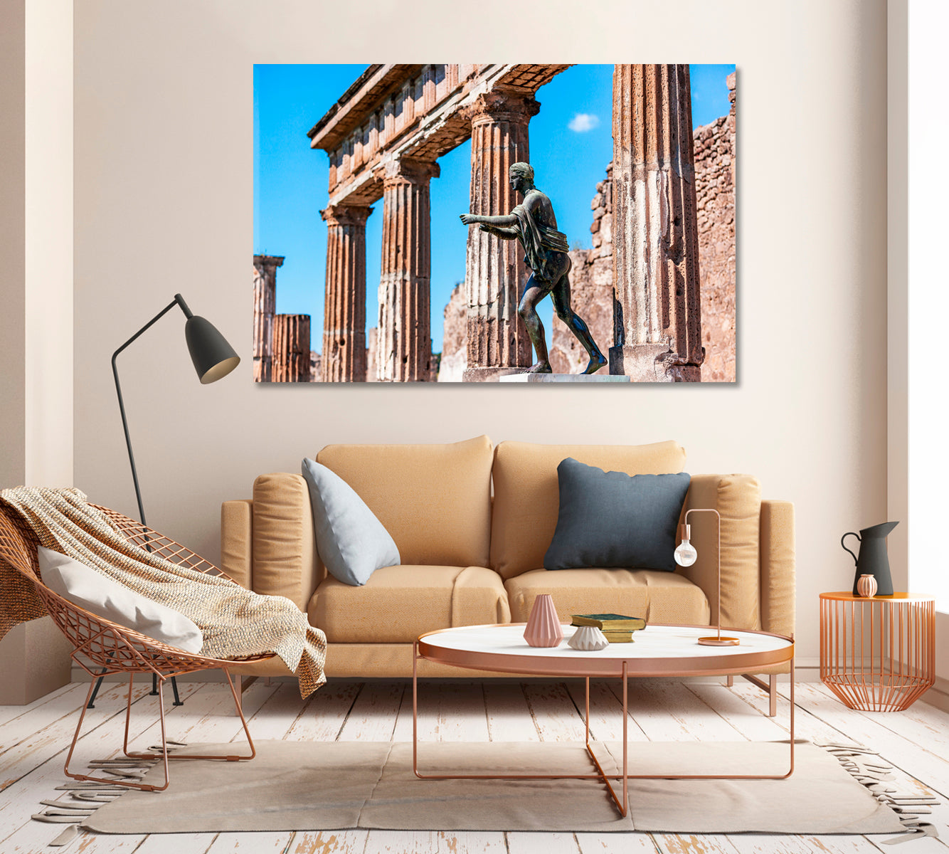 Ruins of Antique Temple of Apollo with Apollo Statue Canvas Print-Canvas Print-CetArt-1 Panel-24x16 inches-CetArt