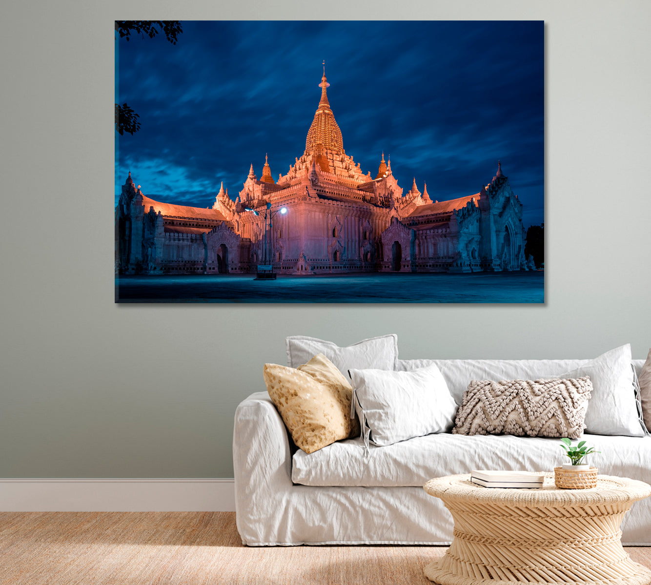 Ananda Temple at Night Myanmar Canvas Print-Canvas Print-CetArt-1 Panel-24x16 inches-CetArt