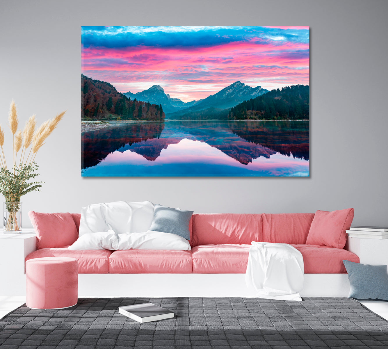 Dramatic Sunset at Obersee Lake Swiss Alps Switzerland Canvas Print-Canvas Print-CetArt-1 Panel-24x16 inches-CetArt
