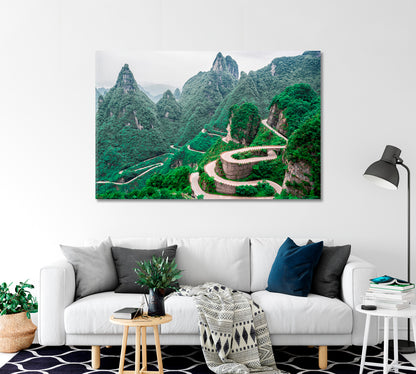 Tianmen Mountain National Park Tongtian Avenue Canvas Print-Canvas Print-CetArt-1 Panel-24x16 inches-CetArt