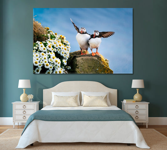 Seabirds Puffins Canvas Print-Canvas Print-CetArt-1 Panel-24x16 inches-CetArt