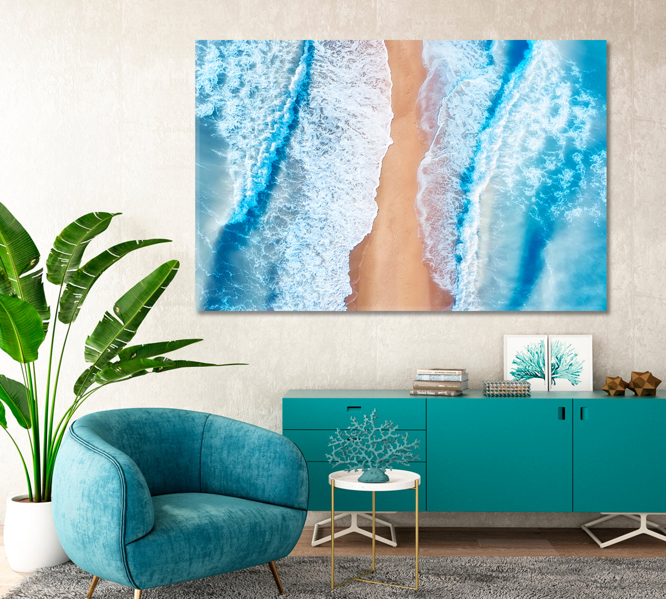 Waves Meet the Shore Canvas Print-Canvas Print-CetArt-1 Panel-24x16 inches-CetArt