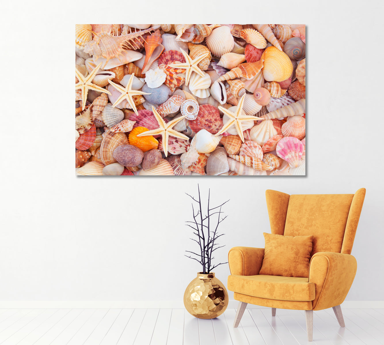 Starfish Seashells and Corals Canvas Print-Canvas Print-CetArt-1 Panel-24x16 inches-CetArt