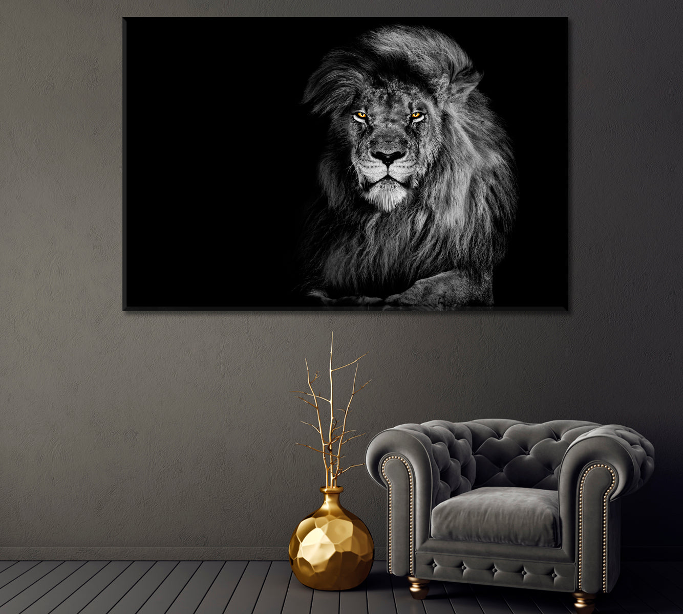 Lion King in Black and White Art Canvas Print-Canvas Print-CetArt-1 Panel-24x16 inches-CetArt