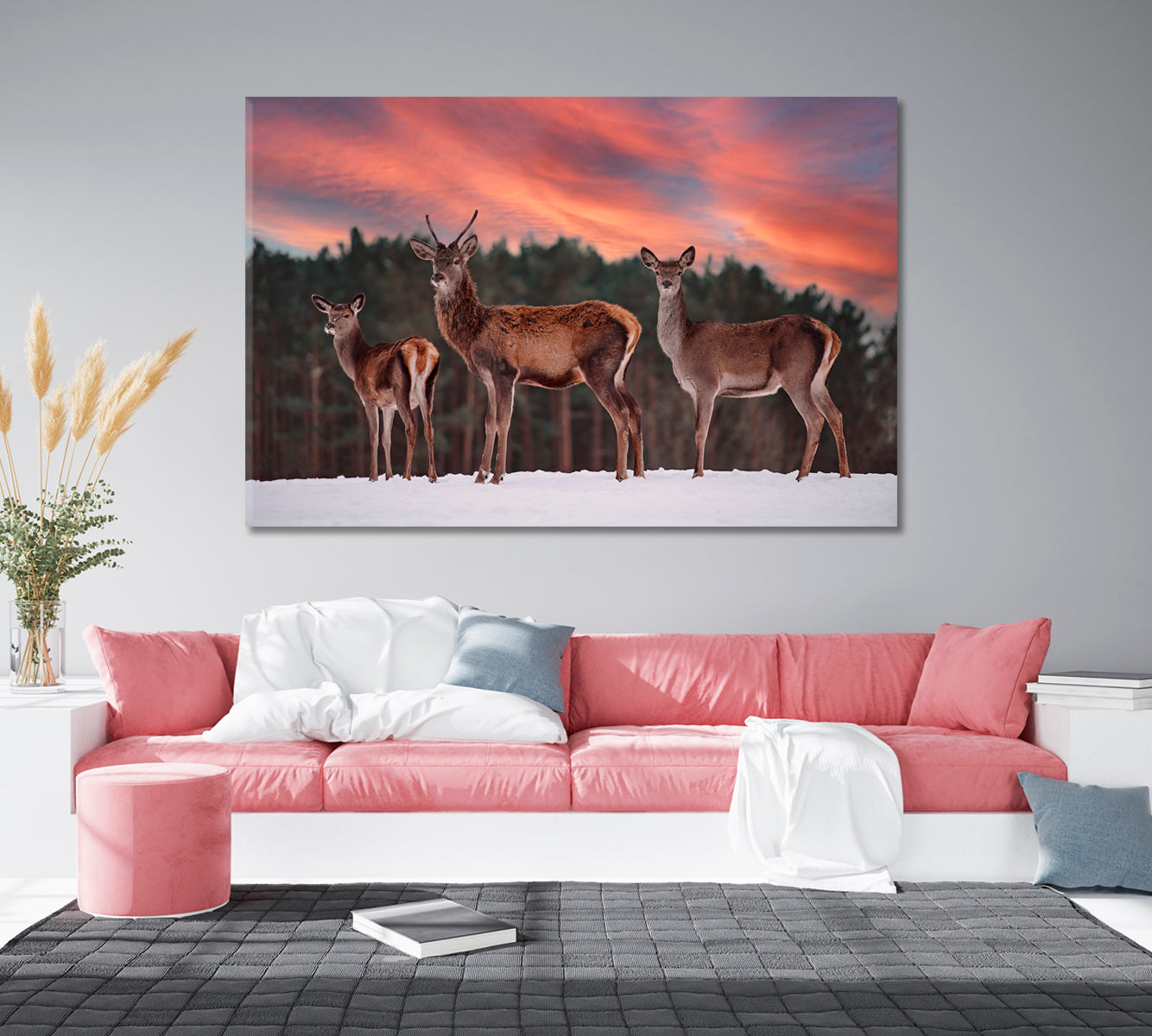 Deer in Winter Forest Canvas Print-Canvas Print-CetArt-1 Panel-24x16 inches-CetArt