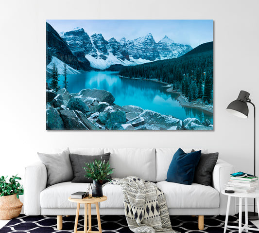 Winter Morning Moraine Lake Banff National Park Canada Canvas Print-Canvas Print-CetArt-1 Panel-24x16 inches-CetArt