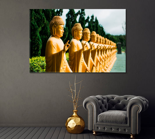 Golden Buddha Statues Canvas Print-Canvas Print-CetArt-1 Panel-24x16 inches-CetArt