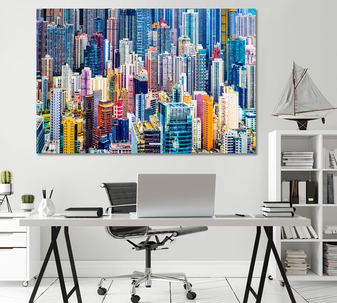 Colorful Hong Kong Skyscrapers Canvas Print-Canvas Print-CetArt-1 Panel-24x16 inches-CetArt