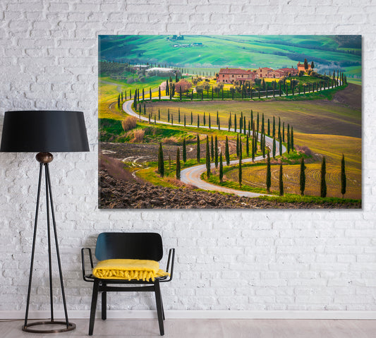 Sunny Fields in Tuscany Italy Canvas Print-Canvas Print-CetArt-1 Panel-24x16 inches-CetArt