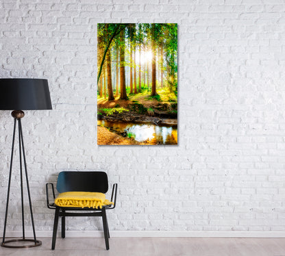 Spring Forest with Sunbeams Canvas Print-Canvas Print-CetArt-1 panel-16x24 inches-CetArt