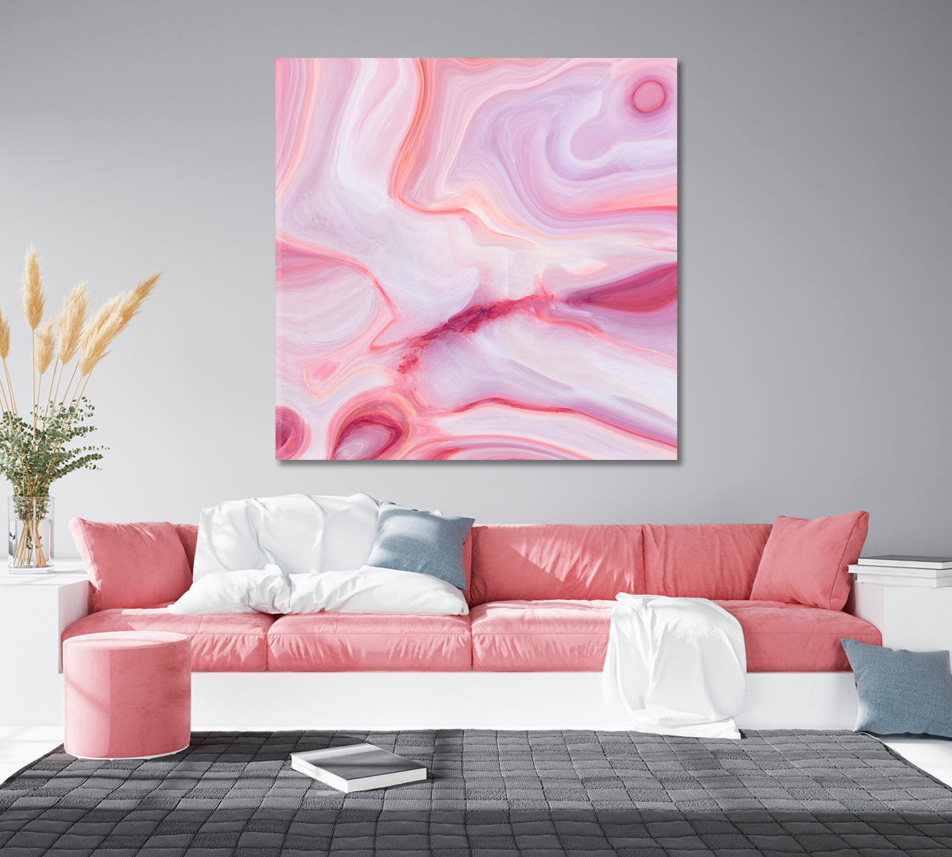 Pink Marble Pattern Canvas Print-Canvas Print-CetArt-1 panel-12x12 inches-CetArt