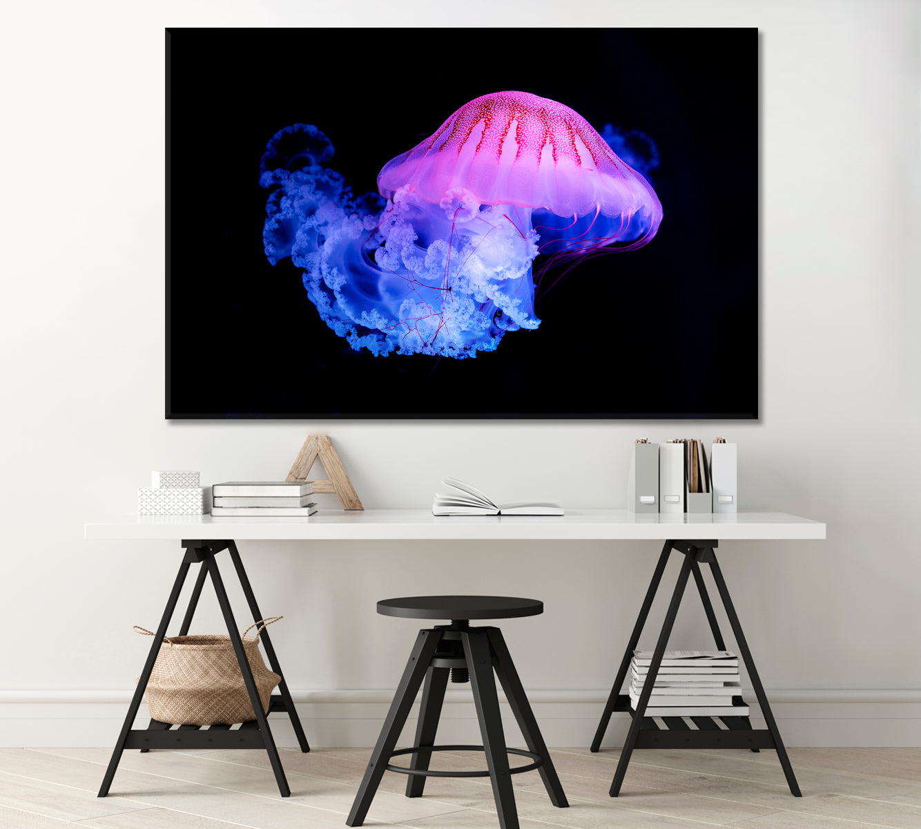 Purple Striped Jellyfish Canvas Print-Canvas Print-CetArt-1 Panel-24x16 inches-CetArt