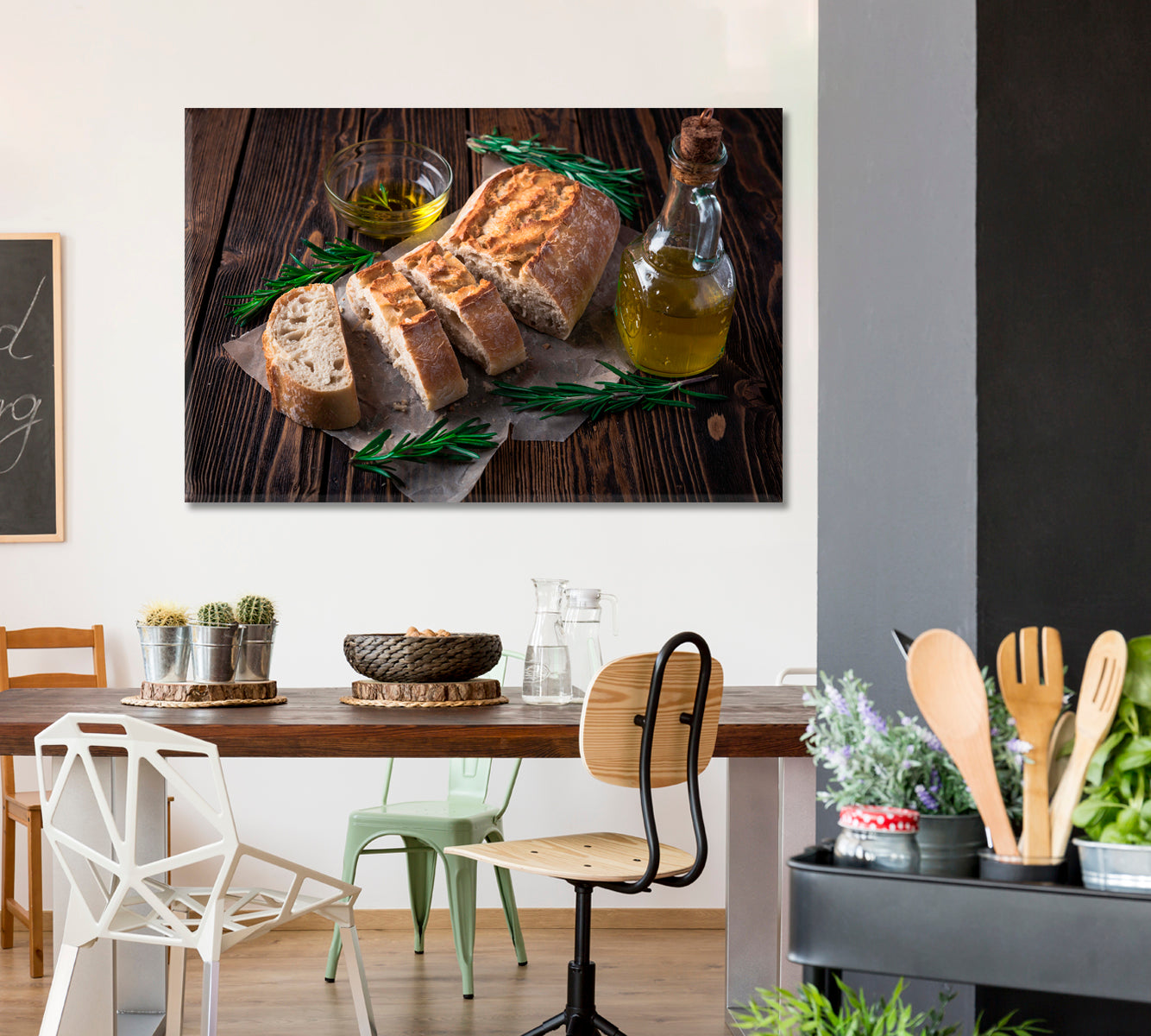 Sliced Italian Bread Ciabatta with Rosemary Canvas Print-Canvas Print-CetArt-1 Panel-24x16 inches-CetArt