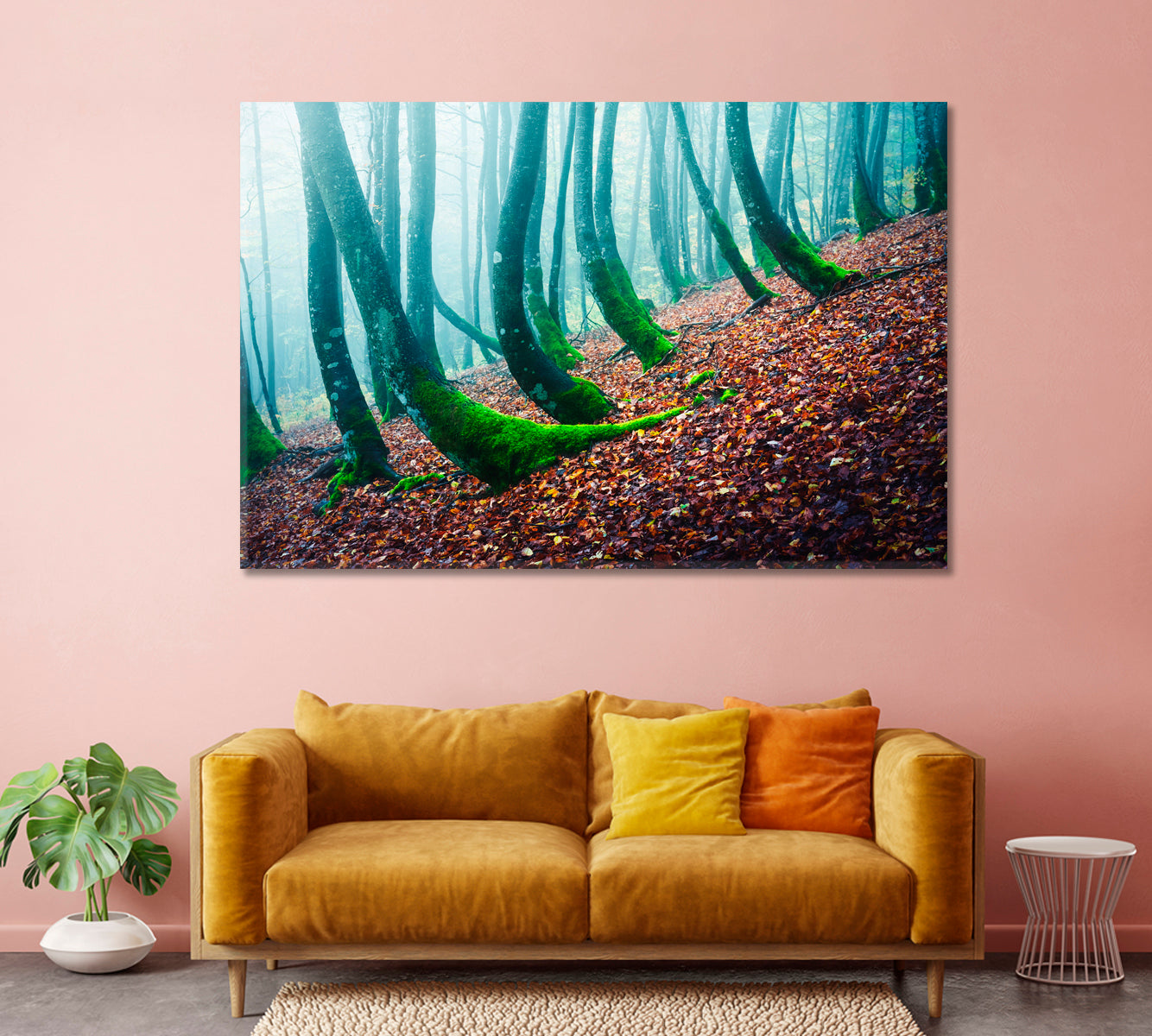 Mysterious Forest with Beech with Moss Canvas Print-Canvas Print-CetArt-1 Panel-24x16 inches-CetArt