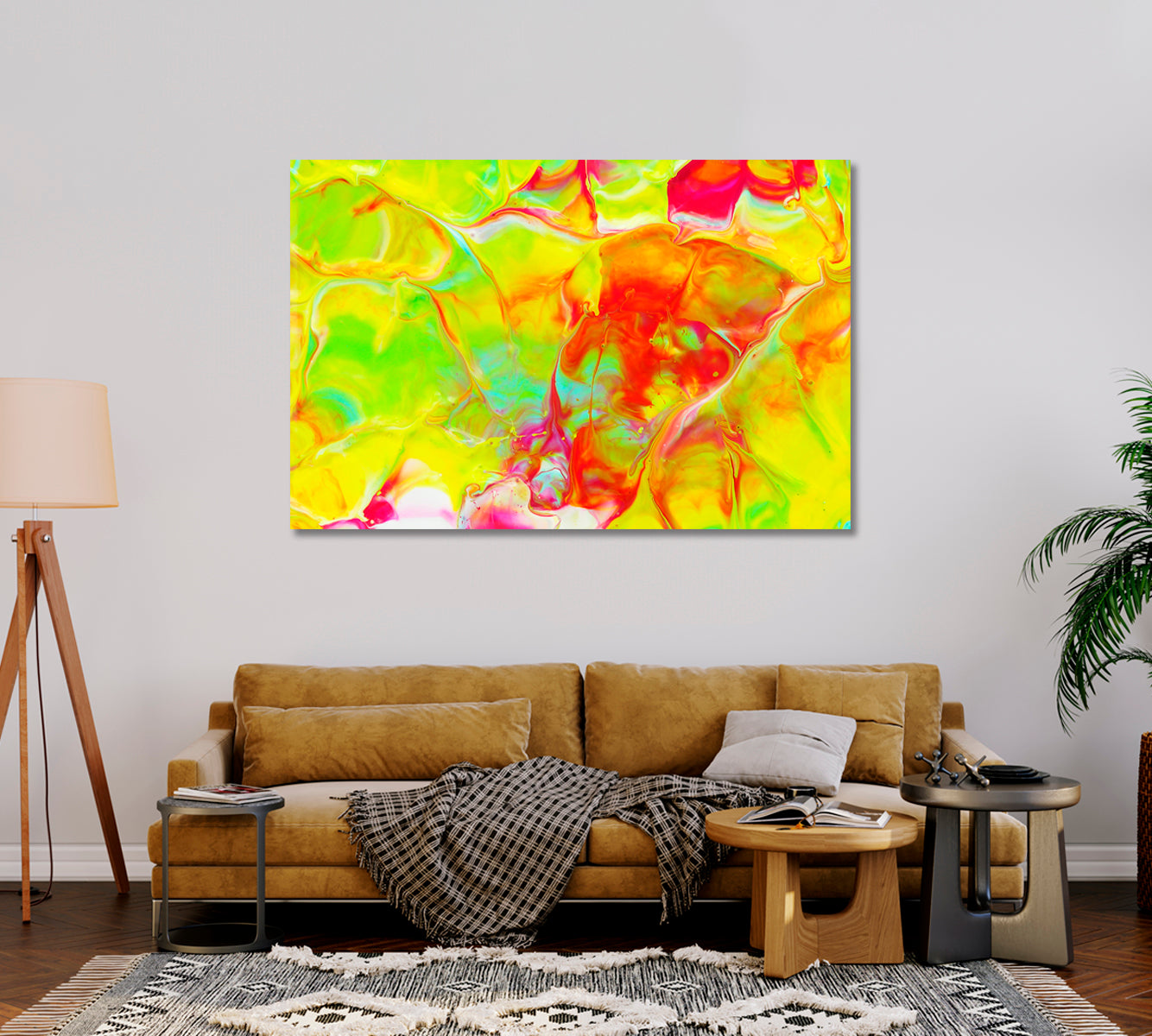 Abstract Yellow and Pink Colors Mix Canvas Print-Canvas Print-CetArt-1 Panel-24x16 inches-CetArt