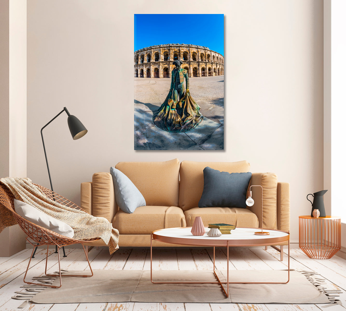 Roman Amphitheater with Monument to Toreador Provence Canvas Print-Canvas Print-CetArt-1 panel-16x24 inches-CetArt