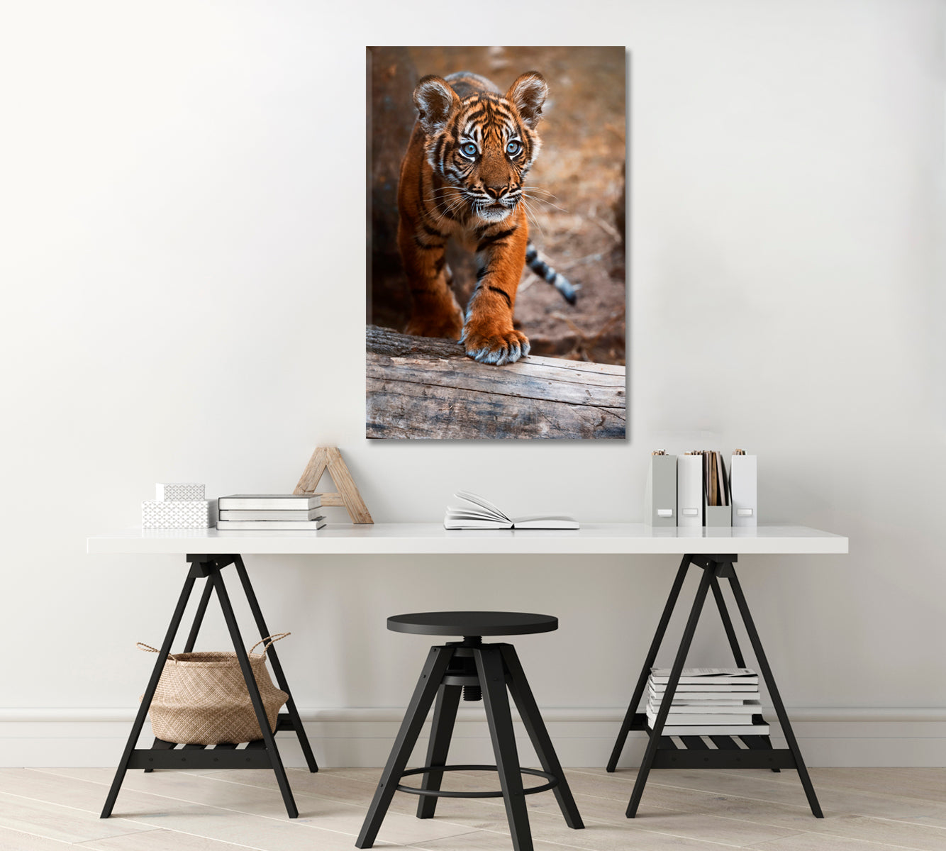 Sumatran Tiger Cub Canvas Print-Canvas Print-CetArt-1 panel-16x24 inches-CetArt