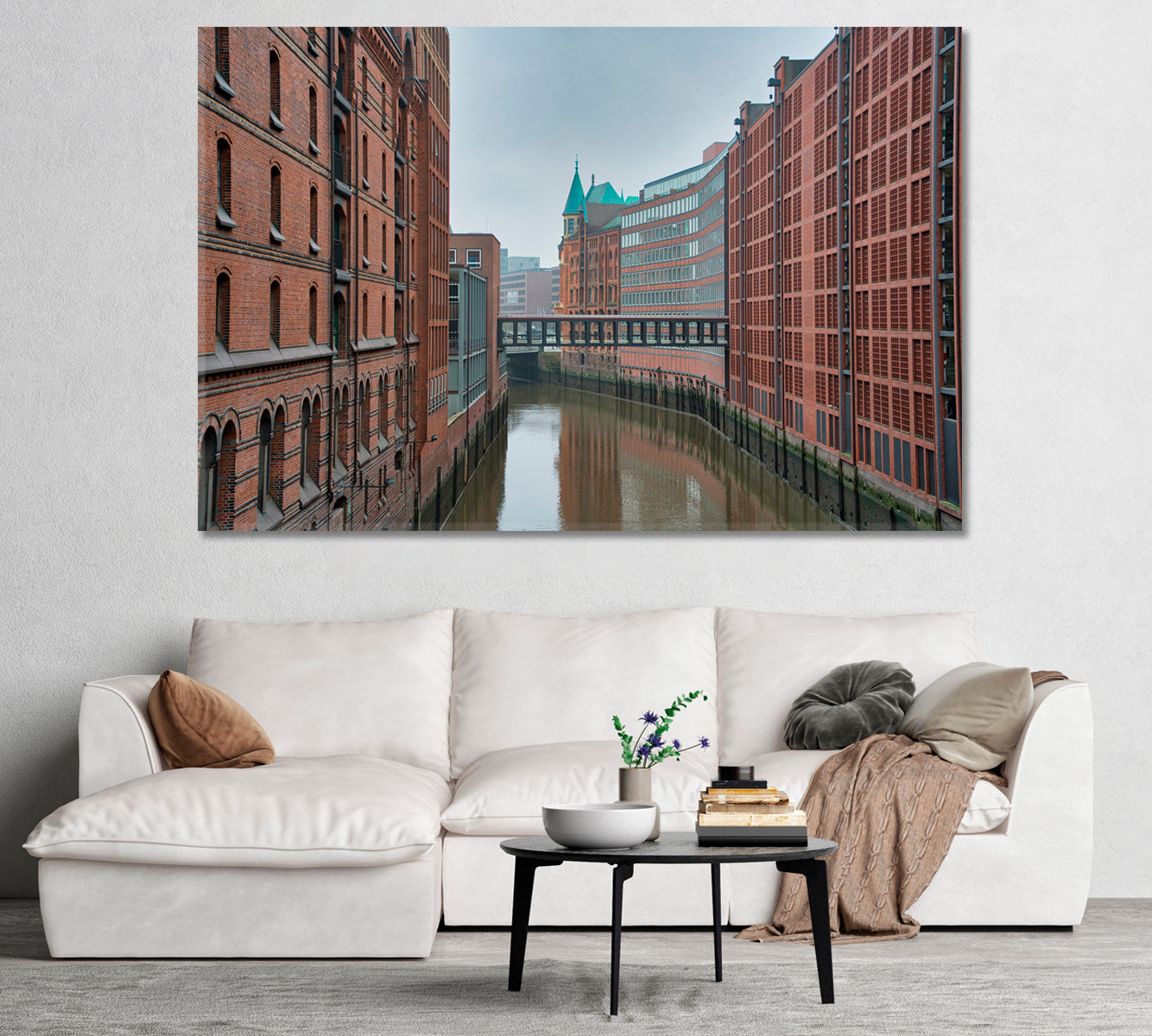 The Canals of Hamburg on the Elbe River Canvas Print-Canvas Print-CetArt-1 Panel-24x16 inches-CetArt