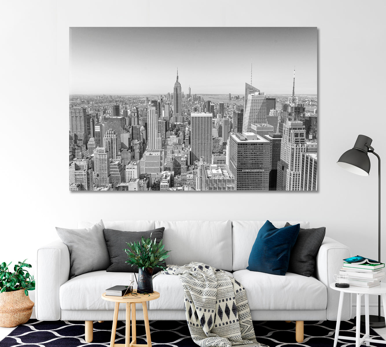 Midtown Skyscrapers New York in Black White Canvas Print-Canvas Print-CetArt-1 Panel-24x16 inches-CetArt