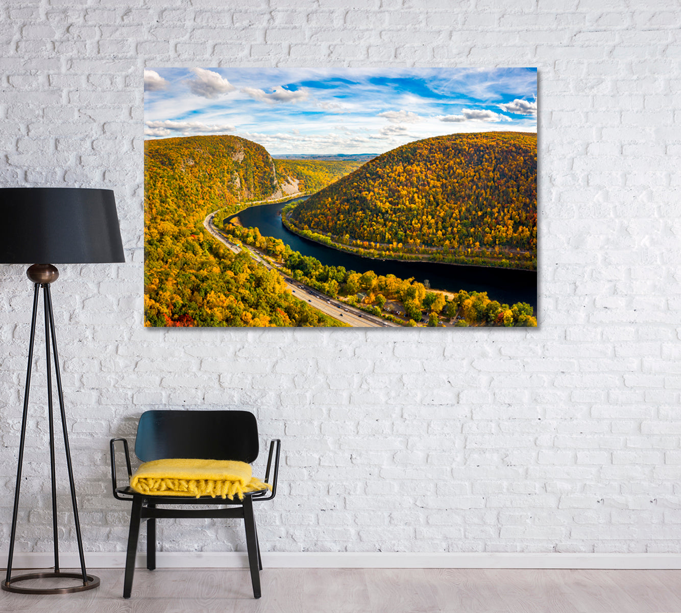 Delaware Water Gap at Autumn Day New Jersey and Pennsylvania Canvas Print-Canvas Print-CetArt-1 Panel-24x16 inches-CetArt