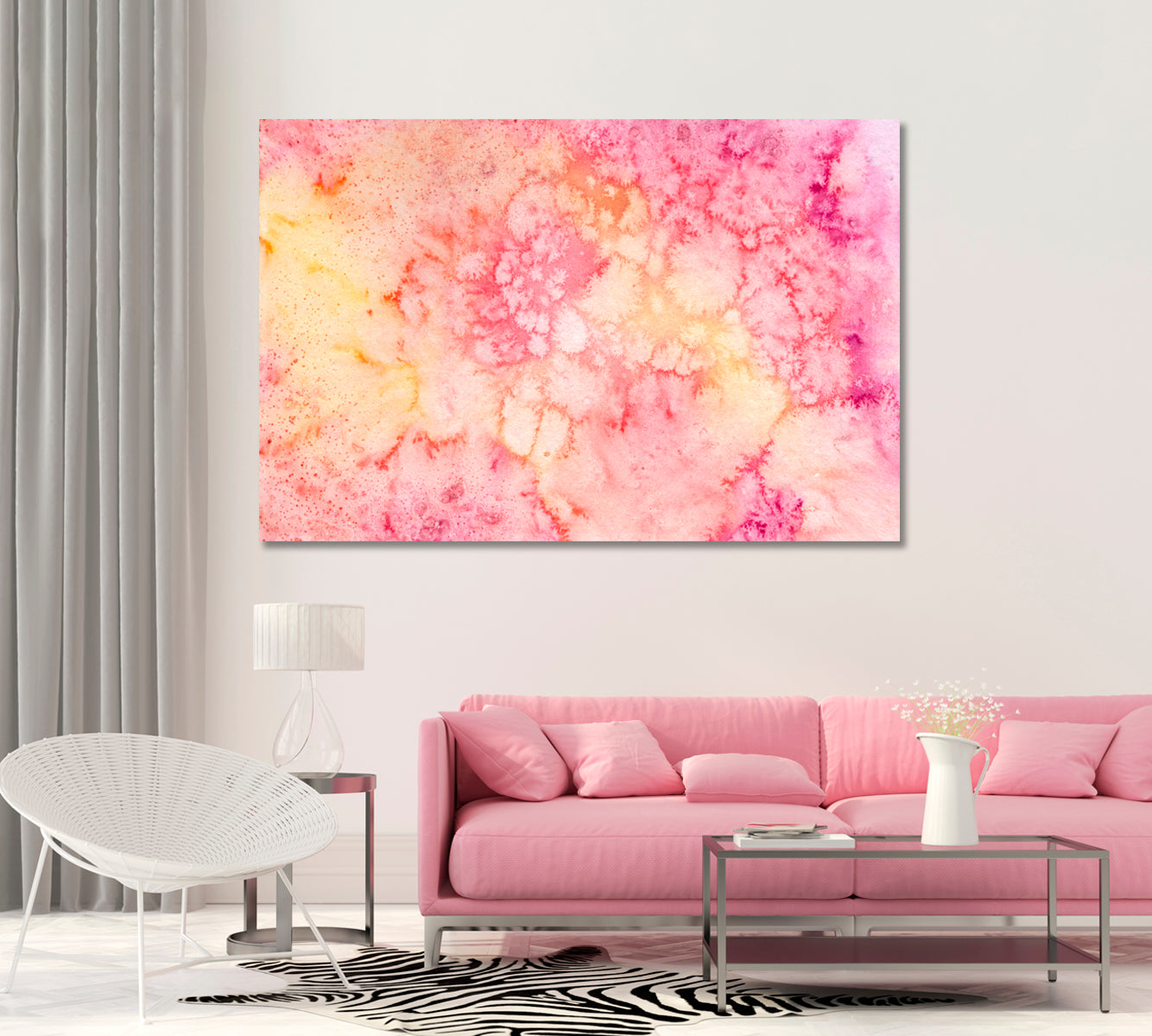 Abstract Pink Watercolor Pattern Canvas Print-Canvas Print-CetArt-1 Panel-24x16 inches-CetArt