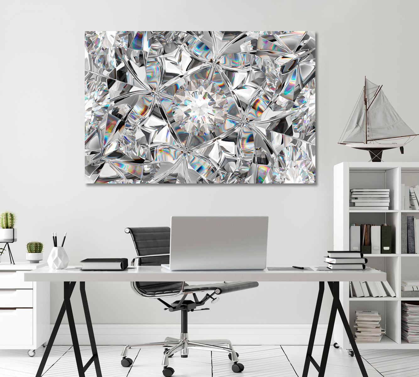 Gem Diamond Kaleidoscope Effect Canvas Print-Canvas Print-CetArt-1 Panel-24x16 inches-CetArt