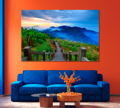 Stairway to the Breathtaking Mountains of Taiwan Canvas Print-Canvas Print-CetArt-1 Panel-24x16 inches-CetArt