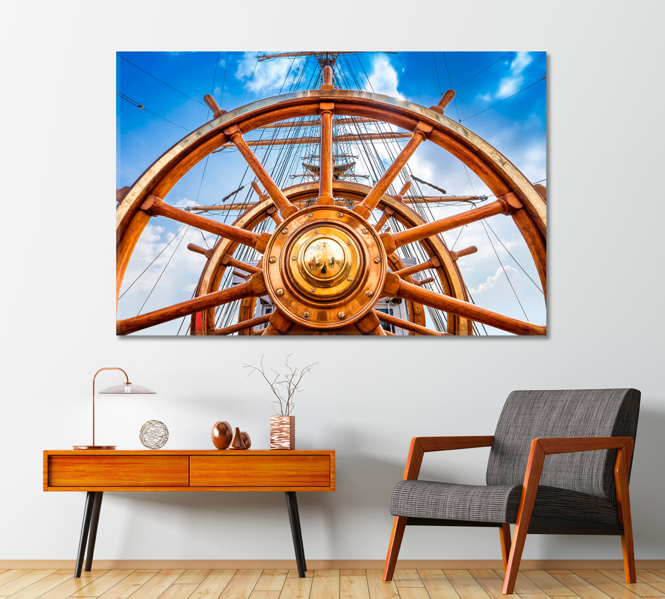 Ship's Wheel Canvas Print-Canvas Print-CetArt-1 Panel-24x16 inches-CetArt