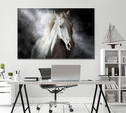 White Horse in Mist Canvas Print-Canvas Print-CetArt-1 Panel-24x16 inches-CetArt