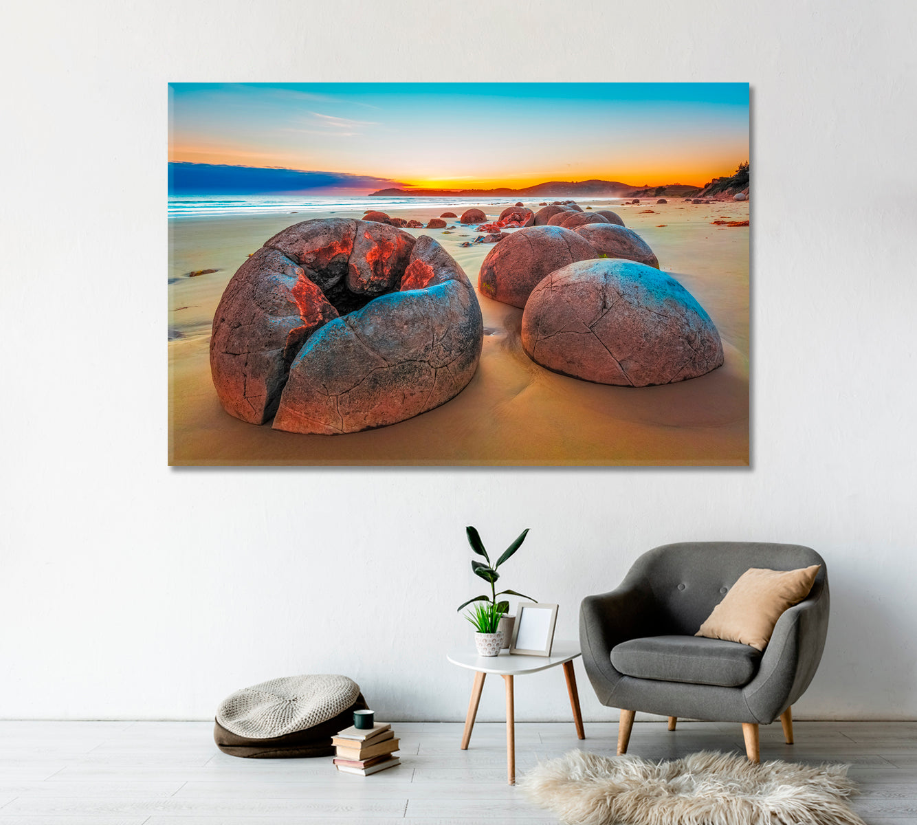 Moeraki Boulders at Koekohe Beach New Zealand Canvas Print-Canvas Print-CetArt-1 Panel-24x16 inches-CetArt