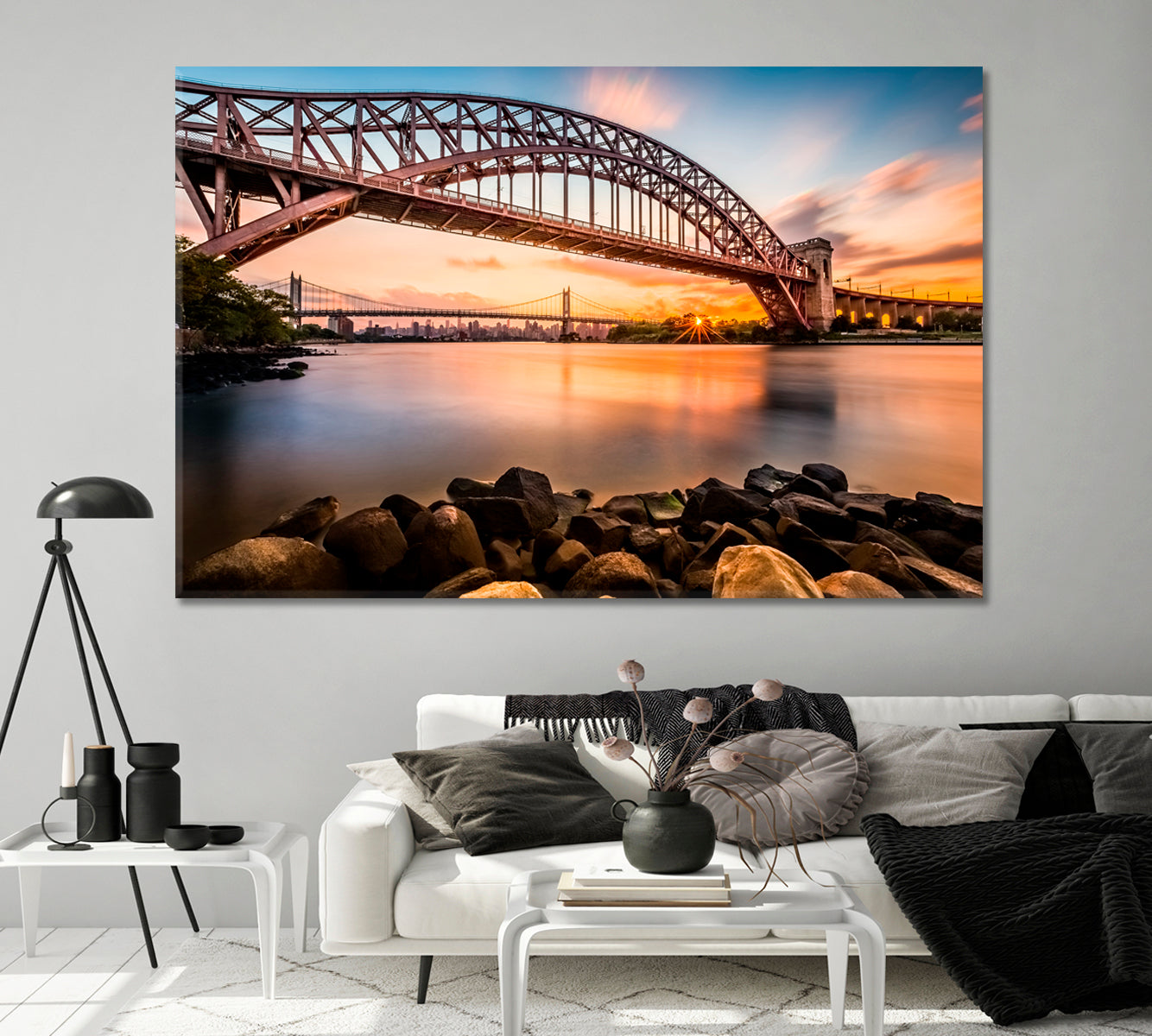 Triborough Bridge at Sunset New York Canvas Print-Canvas Print-CetArt-1 Panel-24x16 inches-CetArt