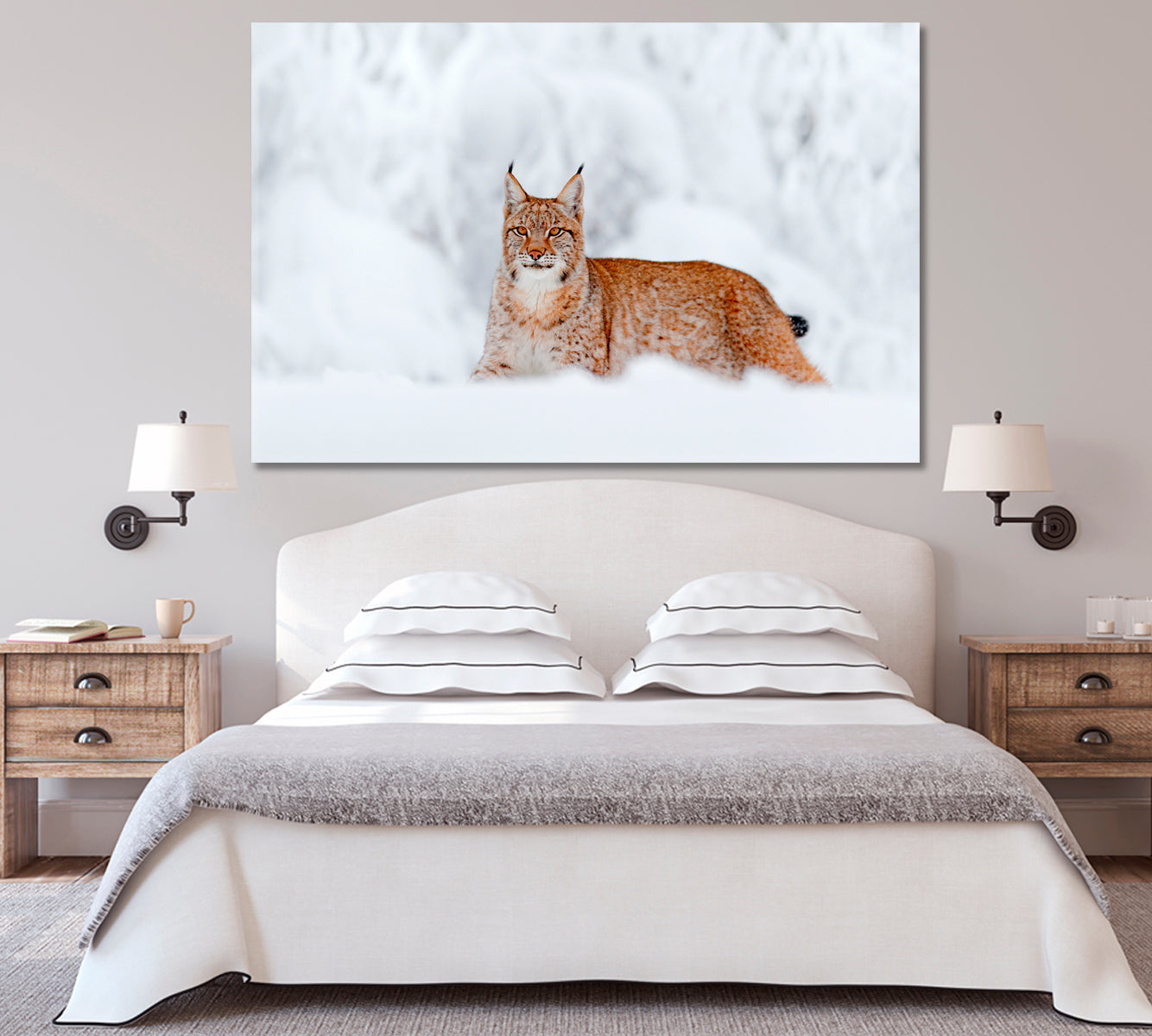 Wild Lynx in the Snowy Forest Canvas Print-Canvas Print-CetArt-1 Panel-24x16 inches-CetArt