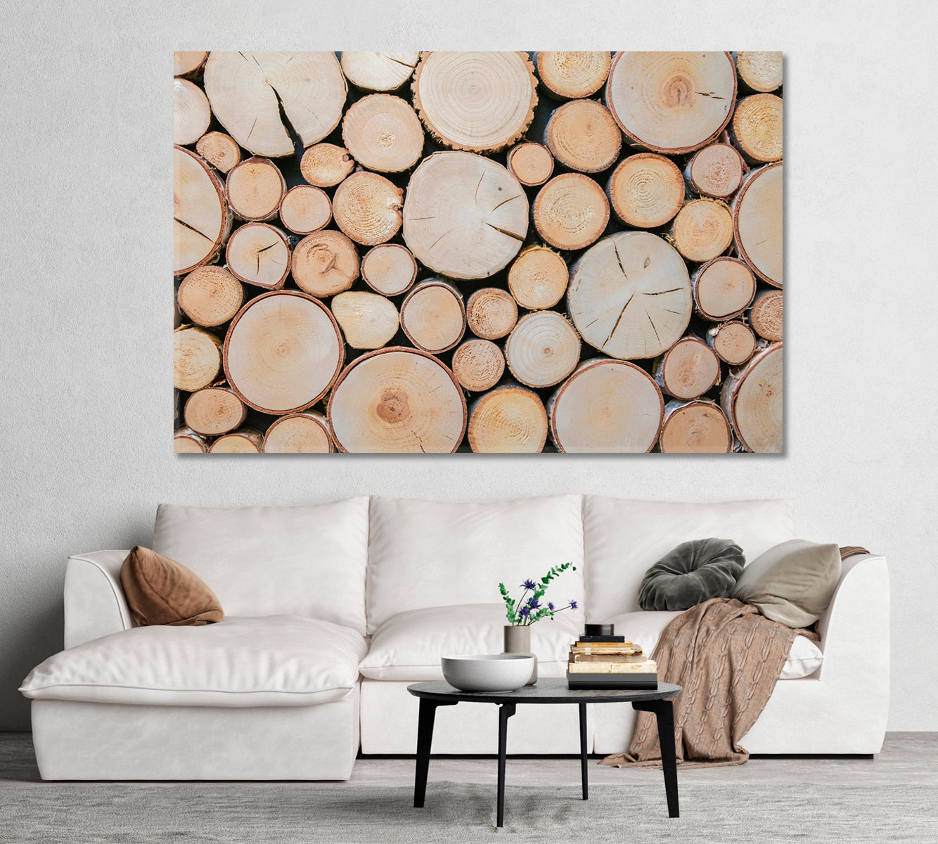 Round Wood Logs Close Up Canvas Print-Canvas Print-CetArt-1 Panel-24x16 inches-CetArt