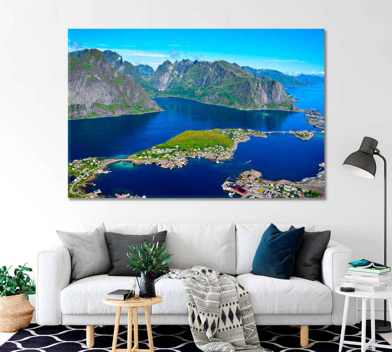 View of the Stunning Mountains Lofoten Islands Norway Canvas Print-Canvas Print-CetArt-1 Panel-24x16 inches-CetArt