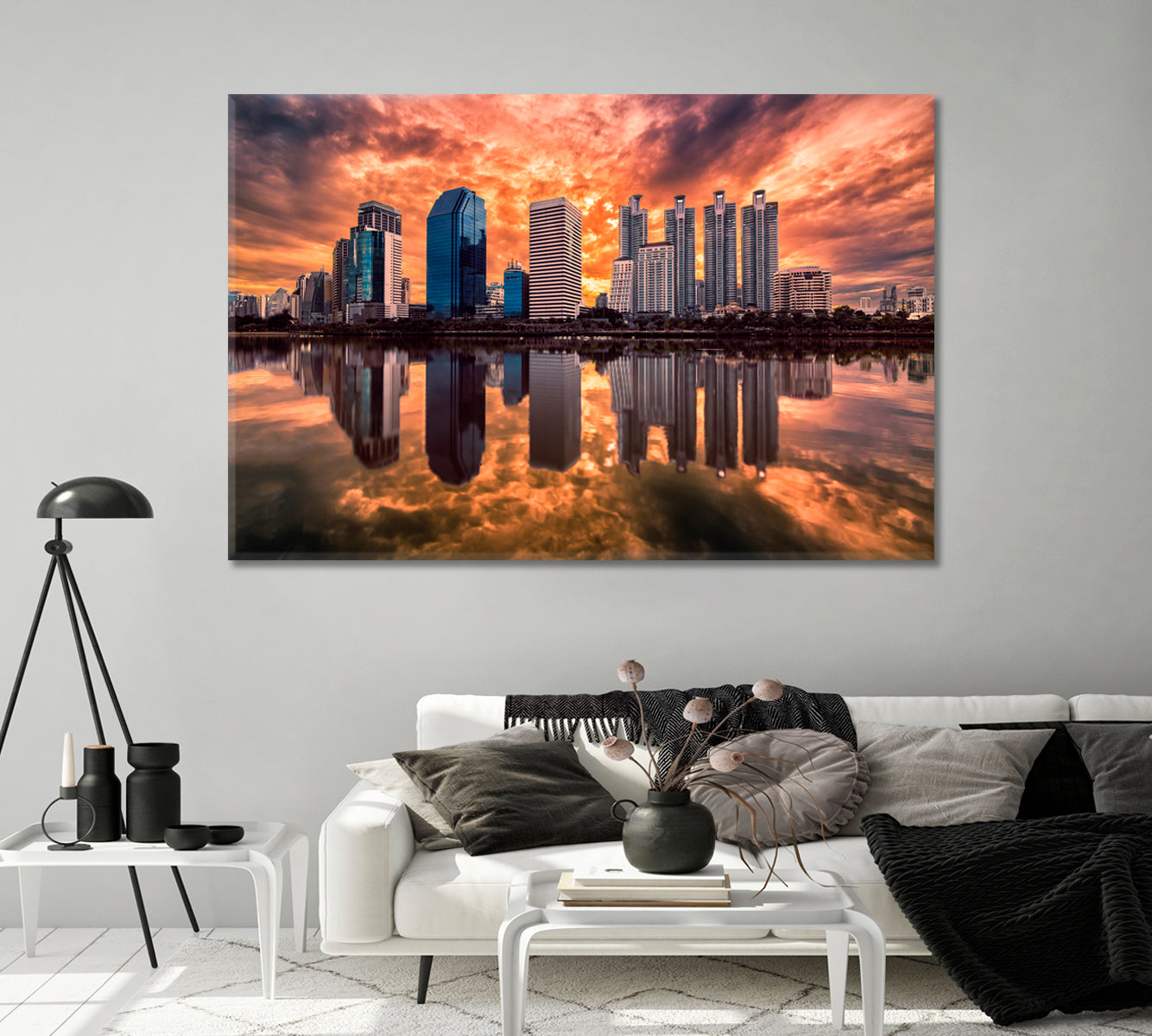 Morning Bangkok Skyline Thailand Canvas Print-Canvas Print-CetArt-1 Panel-24x16 inches-CetArt