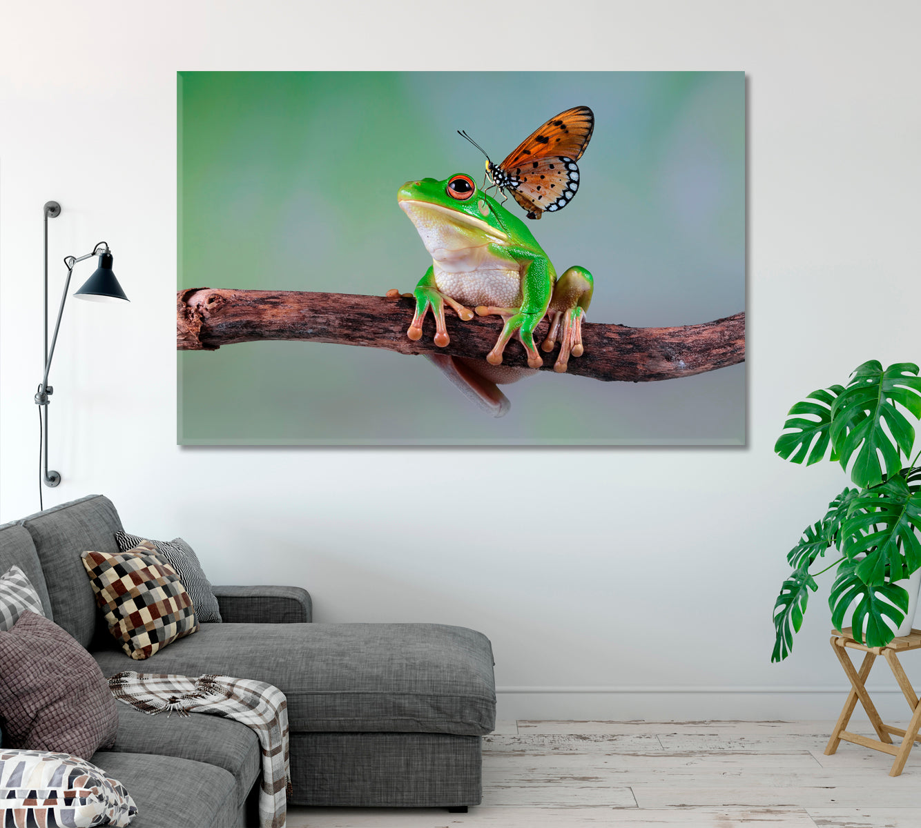 Cute Frog with Butterfly Canvas Print-Canvas Print-CetArt-1 Panel-24x16 inches-CetArt