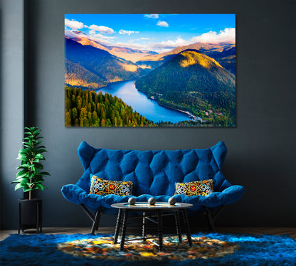 Lake Ritsa in the Mountains of Abkhazia Georgia Canvas Print-Canvas Print-CetArt-1 Panel-24x16 inches-CetArt